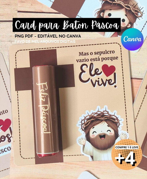 Arquivo Digital Card para Baton Páscoa Cristã 2025 Png pdf