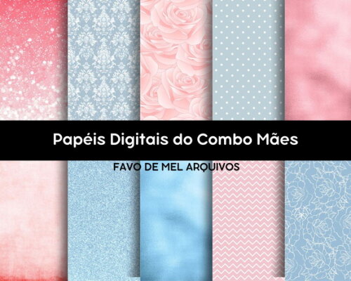 Arquivo Digital Combo Dia das Mães Aquarela Png com Papéis