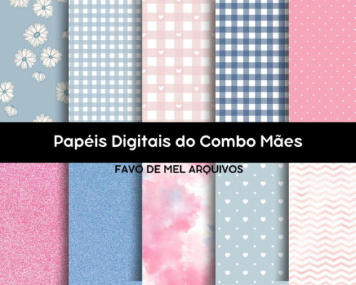 Arquivo Digital Combo Dia das Mães Aquarela Png com Papéis
