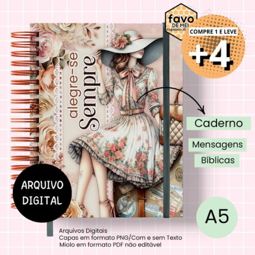 Arquivo Digital Encadernação Caderno A5 Mensagens Bíblicas
