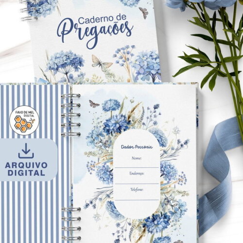 Arquivo Digital Encadernação Caderno de Pregações Azul