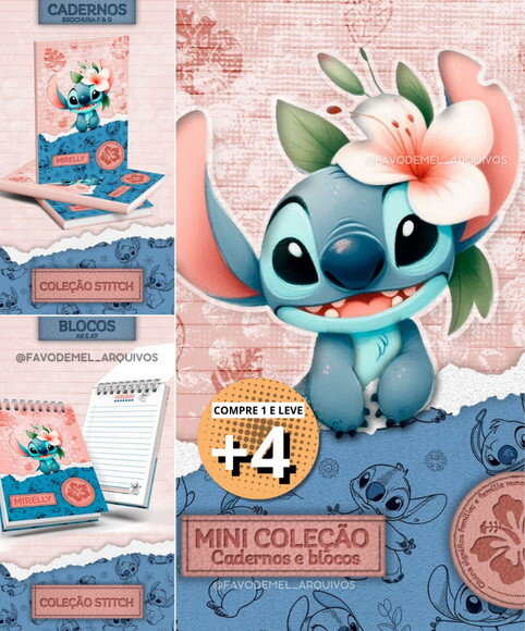Arquivo Digital Encadernação Volta às Aulas Stitch
