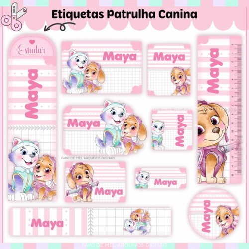 Arquivo Digital Etiqueta Escolar Patrulha Canina Menina Skye