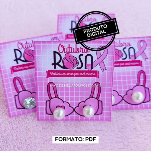 Arquivo Digital pdf Card Brinco Sutiã Outubro Rosa