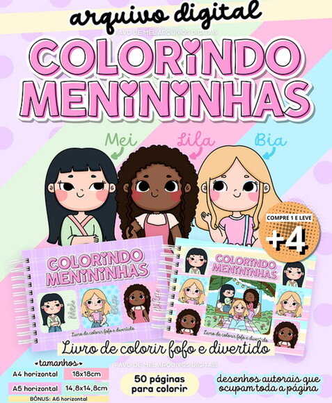 Arquivo Digital pdf Livro de Colorir - Colorindo Menininhas