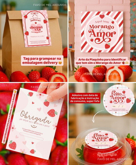 Arquivo Digital Png Morango do Amor para Embalagens