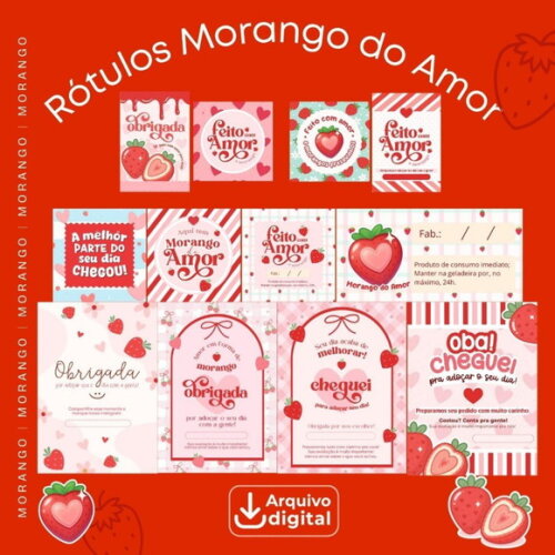 Arquivo Digital Png Morango do Amor para Embalagens