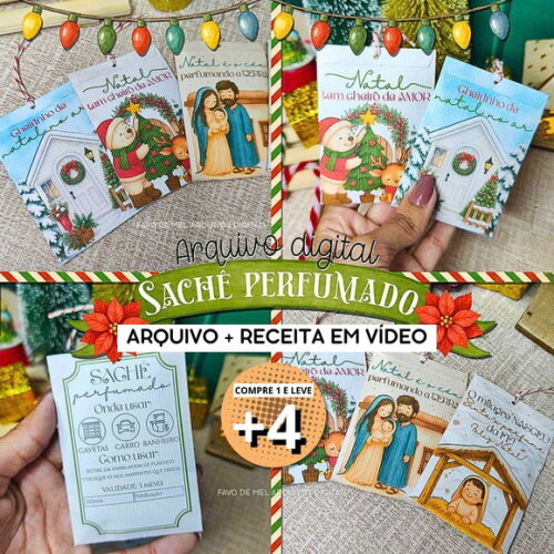 Arquivo Digital Sachê Perfumado Natal - Pronto para Imprimir