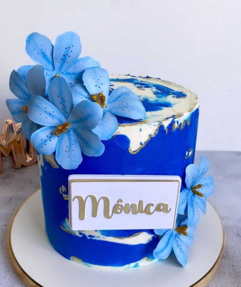 Arquivo Digital Topo de Bolo Floral Azul - Studio
