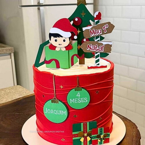 Arquivo Digital Topo de Bolo Meu Primeiro Natal Bebê Caixa