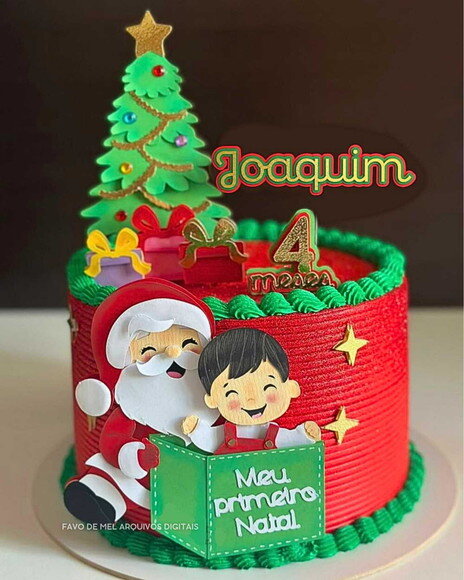 Arquivo Digital Topo de Bolo Meu Primeiro Natal Menino