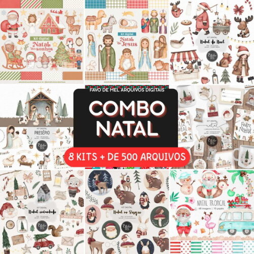 Combo 08 Kits Natal Aquarela #03