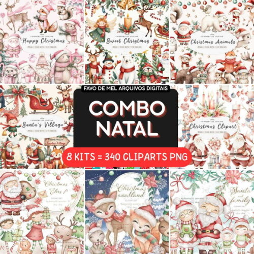 Combo 08 Kits Natal Aquarela #04