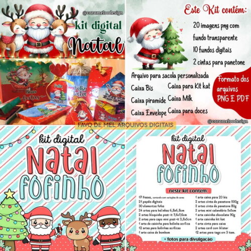 Combo 08 Kits Natal Elementos e Mimos para Imprimir