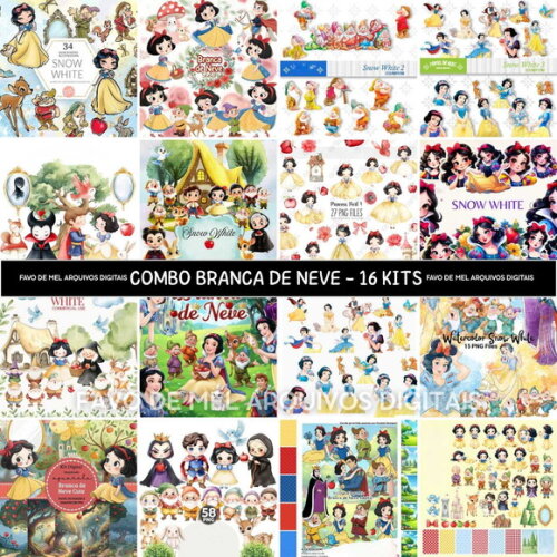 Kit Digital Branca de Neve - Pack 16 Kits Digitais