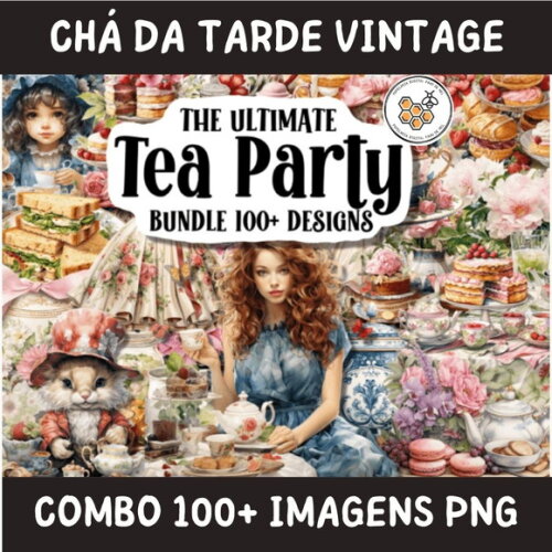 Combo Digital Chá da Tarde Vintage - Tea Party