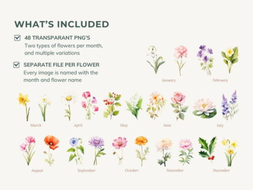 Combo Digital Floral Aquarela - 4 Kits