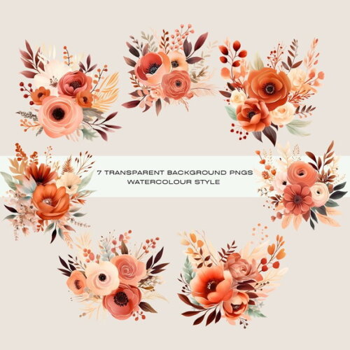 Combo Digital Floral Aquarela - 4 Kits (dfd)