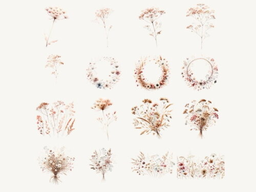Combo Digital Floral Aquarela - 4 Kits (sd)