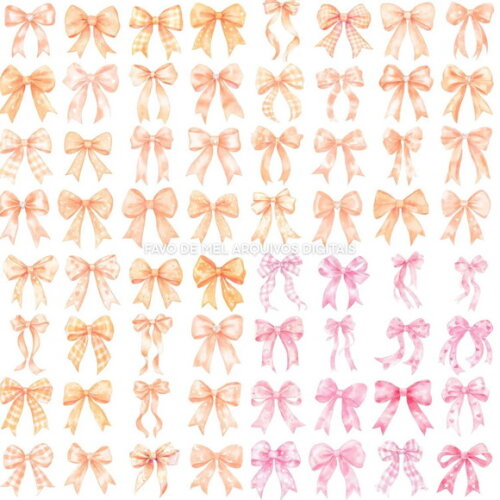 Combo Digital Ilustrações Laços Aquarela - 04 Kits Png