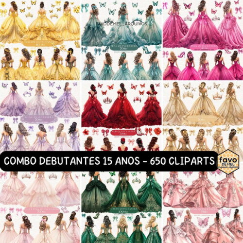 Combo Digital Princesas Debutantes 15 Anos Png Premium