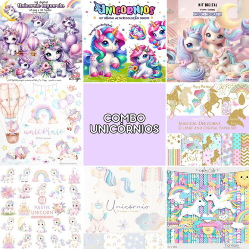Combo Digital Unicórnios - Pack 16 Kits Digitais