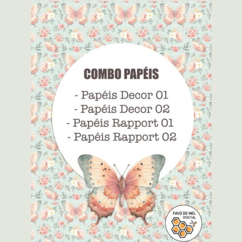 Combo Papéis Digitais Aconchego - 106 Papéis Floral Feminino
