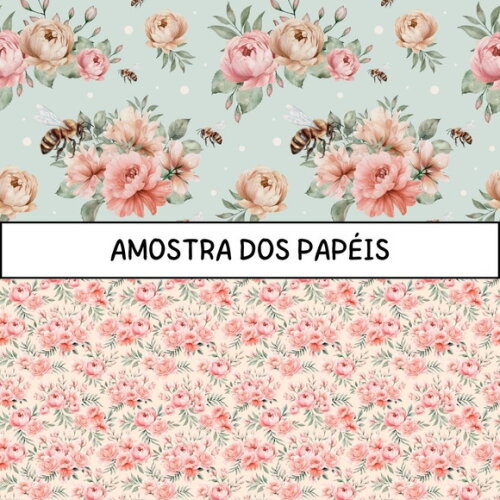 Combo Papéis Digitais Aconchego - 106 Papéis Floral Feminino