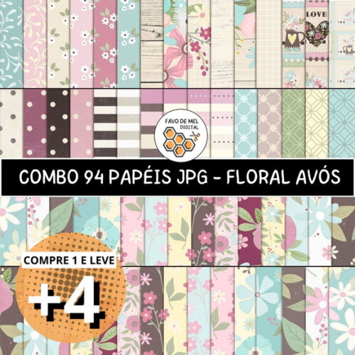 Combo Papéis Digitais Floral Delicado - Dia das Mães e Avós