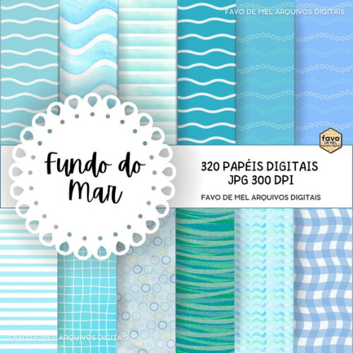 Combo Papéis Digitais Fundo do Mar