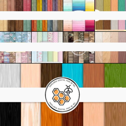 Combo Papéis Digitais Madeira - 9 Kits de Papel Digital