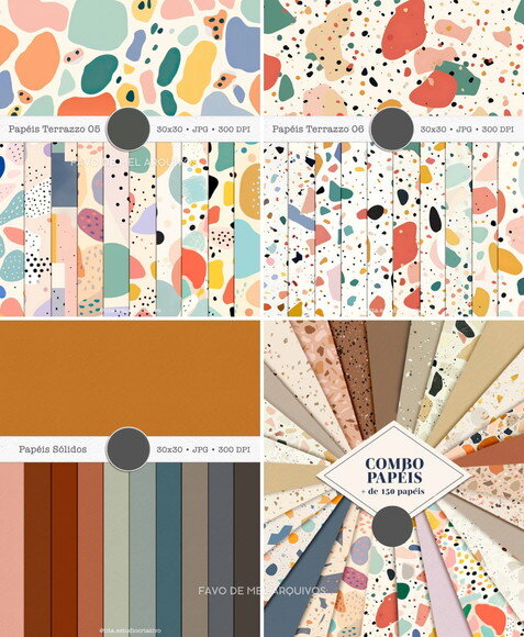 Combo Papéis Digitais Terrazzo Jpg