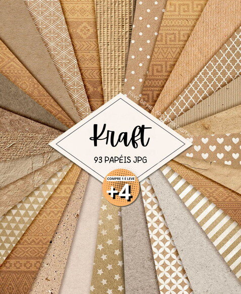 Combo Papéis Digitais Textura Kraft (pague 1 Leve +4)