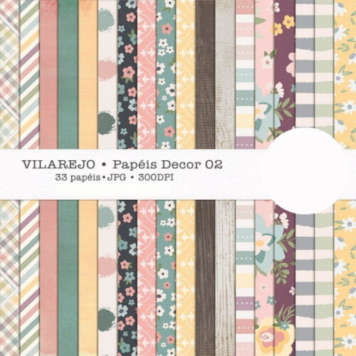 Combo Papéis Digitais Vilarejo - 127 Papéis Floral Feminino