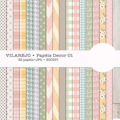 Combo Papéis Digitais Vilarejo - 127 Papéis Floral Feminino