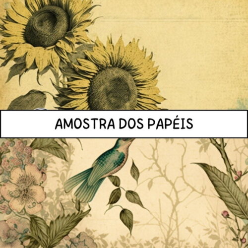Combo Papéis Digitais Vintage - Natal Girassol - 193 Papéis