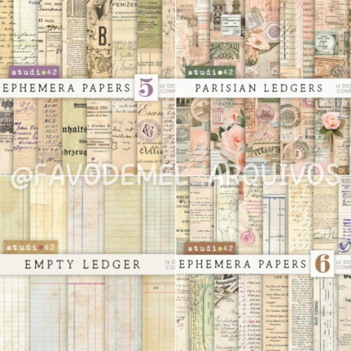 Combo Papéis Digitais Vintage 01 - 16 Kits 250 Papéis