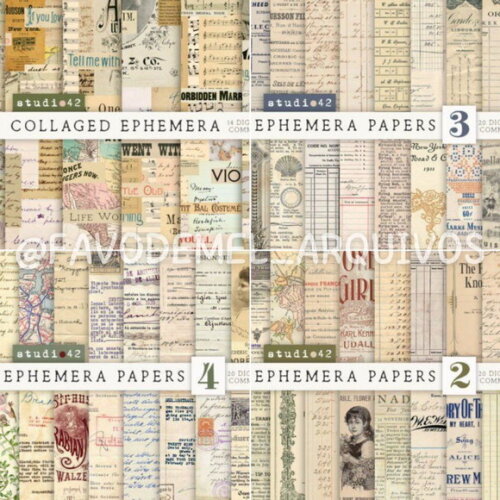 Combo Papéis Digitais Vintage 01 - 16 Kits 250 Papéis