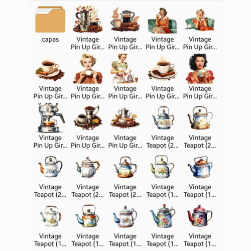Combo Vintage - 8 Kits Digitais - 80 Cliparts Png