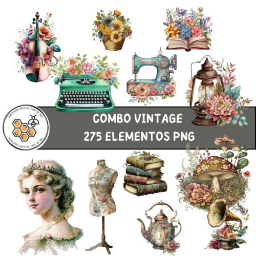 Combo Vintage - Kit Digital 275 Elementos