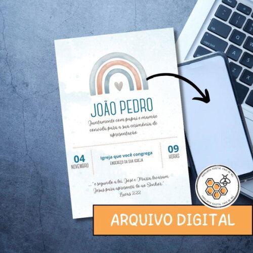 Convite Digital Apresentação Igreja - Bebê Menino