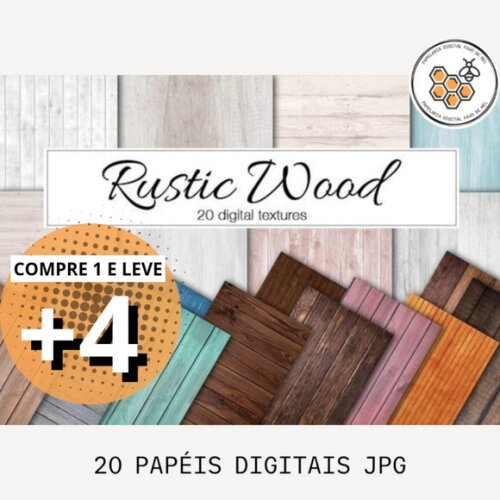 Kit 20 Papéis Digitais Madeira - Wood Texture