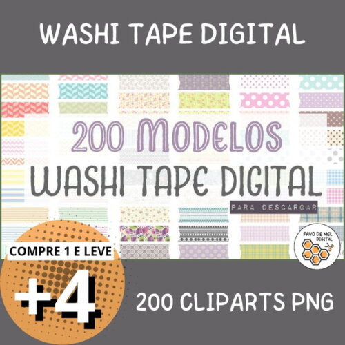 Kit Digital 200 Washi Tapes