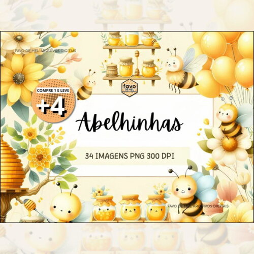 Kit Digital Abelhinha Aquarela #07 Png (pague 1 Leve +4)