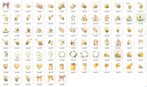 Kit Digital Abelhinha Aquarela #9 Png Fundo Branco