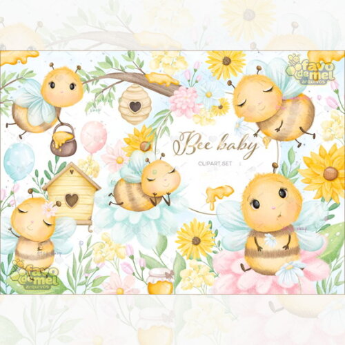 Kit Digital Abelhinha Baby Aquarela
