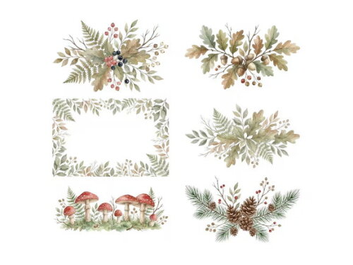Kit Digital Alfabeto Bosque Aquarela Premium