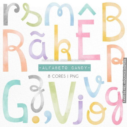 Kit Digital Alfabeto Candy Color - Cores Pastel Png