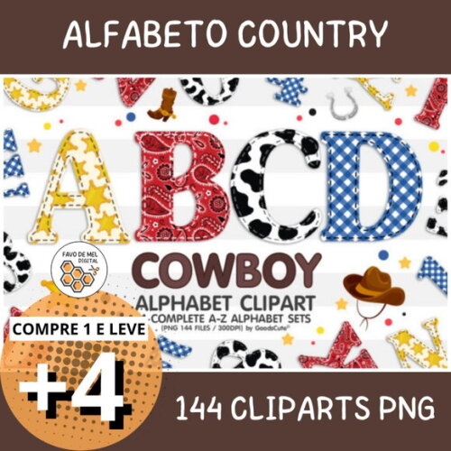 Kit Digital Alfabeto Country - Cowboy Abecedário