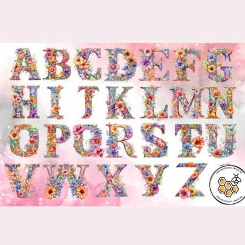 Kit Digital Alfabeto Floral - Flower Alphabet